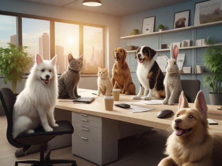 cachorros em uma agência
